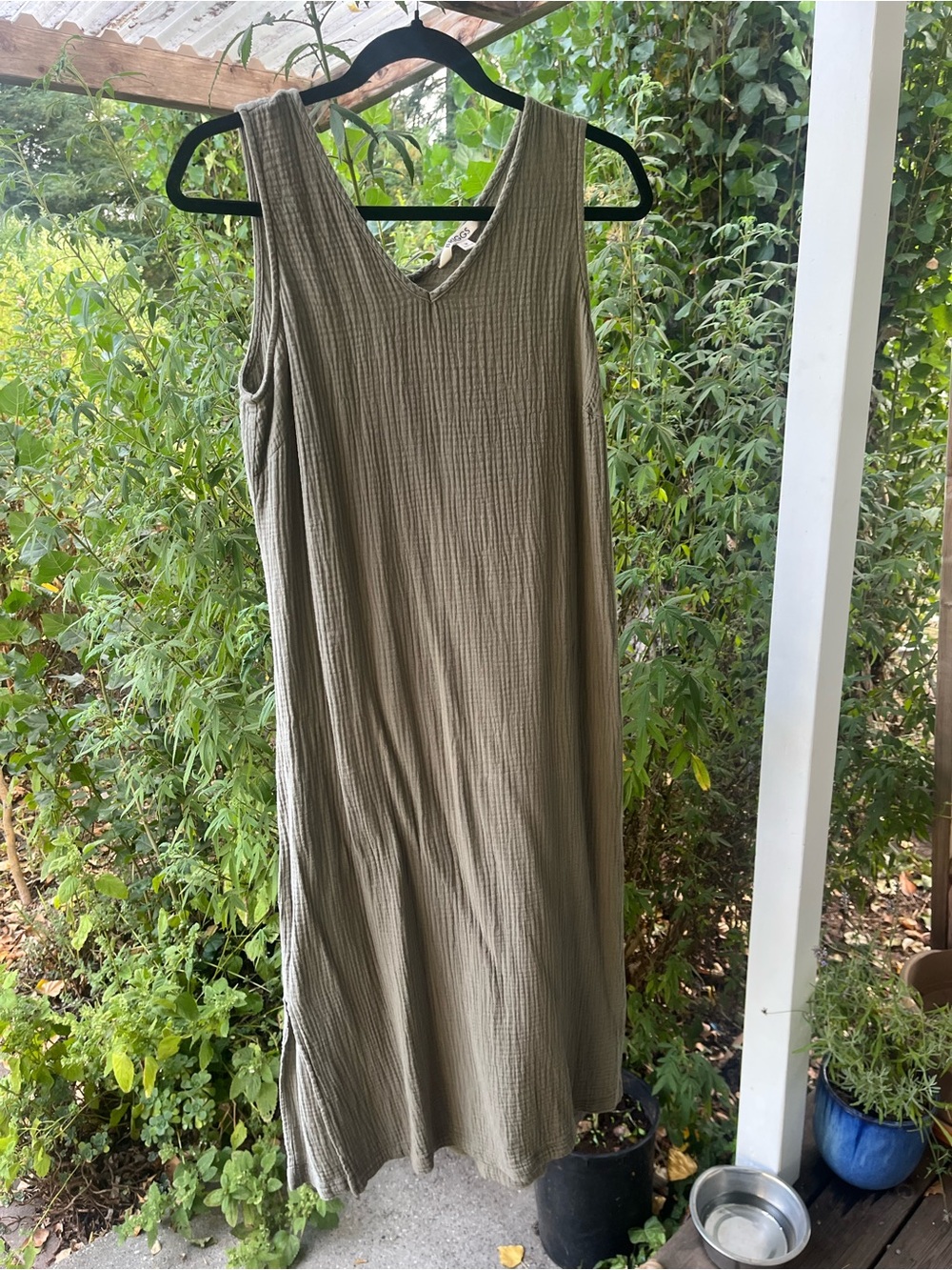 Briggs New York Olive Green Midi Tank Dress